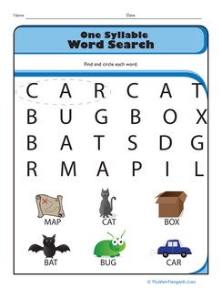 One Syllable Word Search
