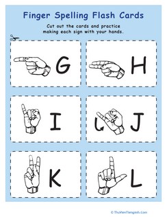 Sign Language Flash Cards: G thru L
