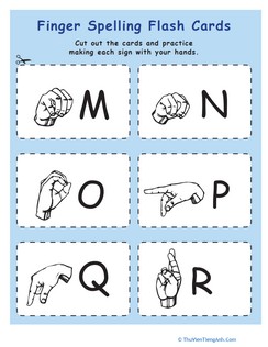 Sign Language Flash Cards: M thru R
