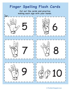 Sign Language Flash Cards: 5 thru 10