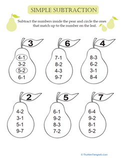 Simple Subtraction Pears