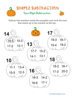 Simple Subtraction Pumpkins