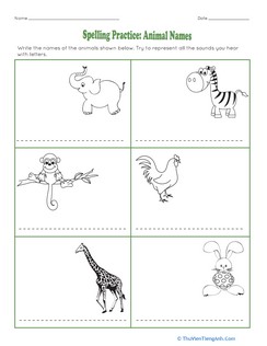 Spelling Practice: Animal Names