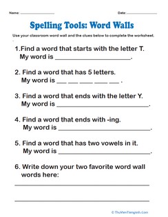 Spelling Tools: Word Walls