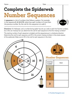 Complete the Spiderweb Number Sequences