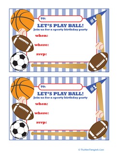 Sports Birthday Invitations #2