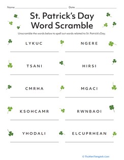St. Patrick’s Day Word Scramble