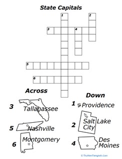 State Capitals Crossword 1