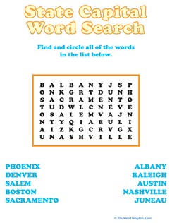 State Capitals Word Search