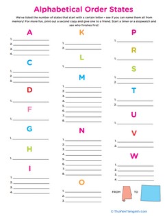 States in Alphabetical Order