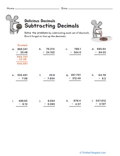 Subtracting Decimals