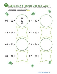 Math Practice: Subtraction Odd/Even 1