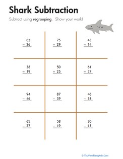 Shark!: Two-Digit Subtraction with Regrouping