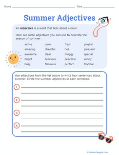 Summer Adjectives