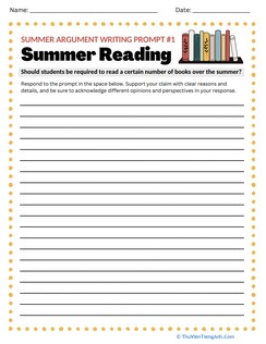 Summer Argument Writing Prompt #1: Summer Reading