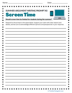 Summer Argument Writing Prompt #2: Screen Time