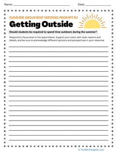 Summer Argument Writing Prompt #3: Getting Outside