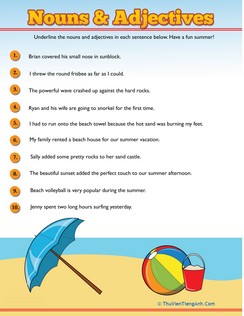 Summer Nouns and Adjectives #2