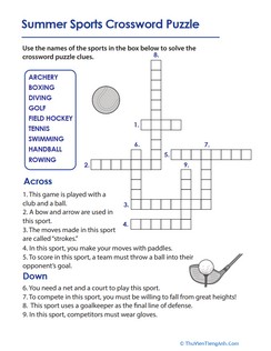 Summer Sports Crossword Puzzle