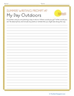Summer Writing Prompt #7: My Day Outdoors