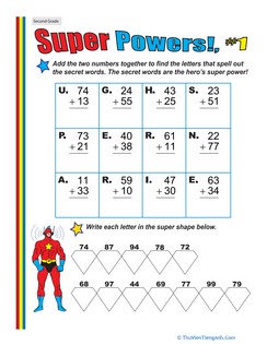 Super Powers! Two-Digit Addition #1
