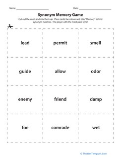 Synonym Memory Game