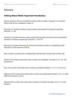 Talking About Math: Important Vocabulary