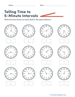 Telling Time to Five Minutes