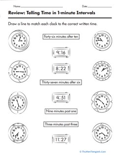 Telling Time: One-Minute Intervals