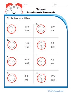 Telling Time: Five Minutes