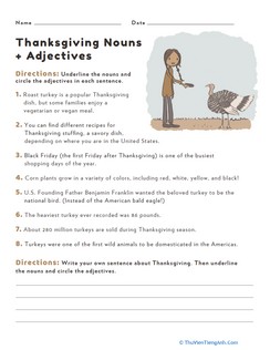 Thanksgiving Nouns and Adjectives #3