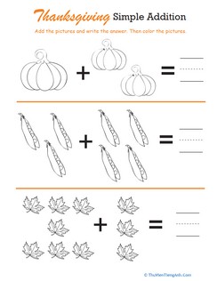 Thanksgiving Math: Simple Addition #3