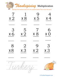 Thanksgiving Math: Multiplication #1