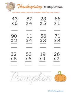 Thanksgiving Math: Multiplication #3