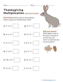 Thanksgiving Multiplication #3