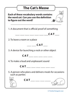Cat Vocabulary