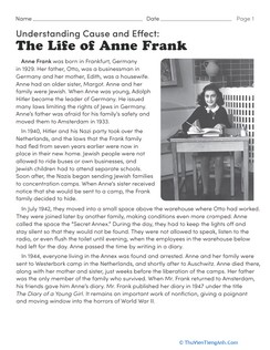 Understanding Cause and Effect: The Life of Anne Frank