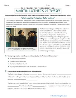 The Protestant Reformation: Martin Luther’s 95 Theses