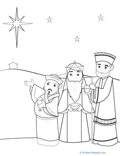 Three Wise Men Coloring Page