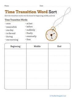 Time Transition Word Sort