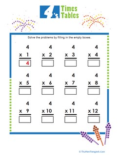 Times Tables: 4s