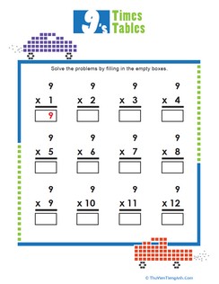 Times Tables: 9s