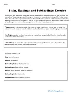 Titles, Headings, and Subheadings: Exercise