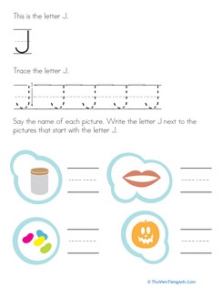 Trace and Write the Letter J