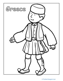 Greek Traditional Clothing Coloring Page
