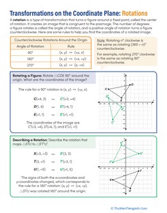 Transformations on the Coordinate Plane: Rotations Handout