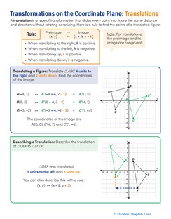 Transformations on the Coordinate Plane: Translations Handout