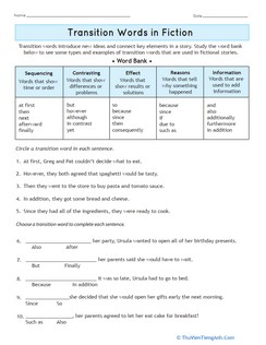 Transition Words in Fiction