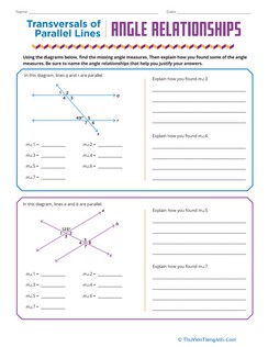 Transversals of Parallel Lines: Angle Relationships