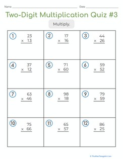 Two-Digit Multiplication Quiz #3